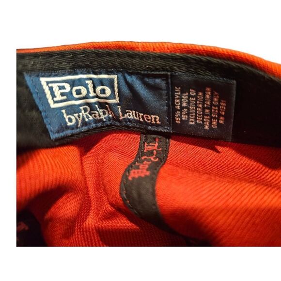 POLO RALPH LAUREN Gothic P Red Black Adjustable Wool Blend Hat - Picture 6 of 6